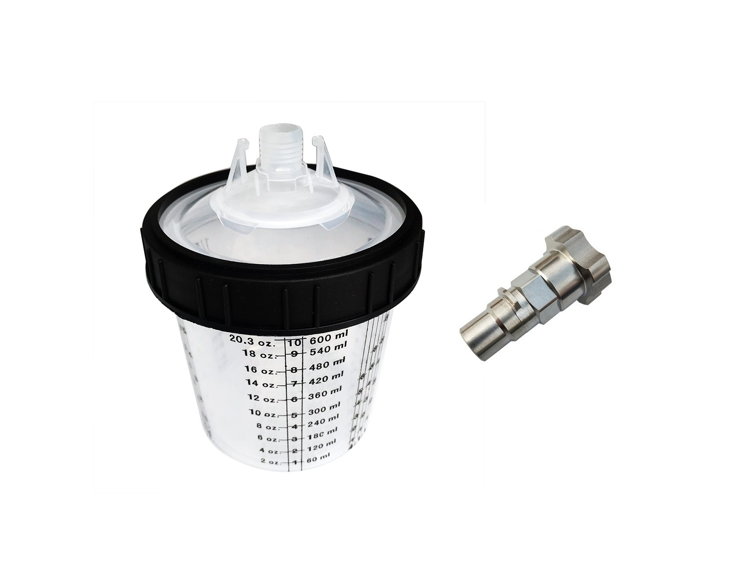Plastic Measuring Quick Mix Paint Spray Gun Cup Lids and Liners Kit micron Filter, Paint Gun for Cars Furniture Disposable Lids and Liners, Adapter